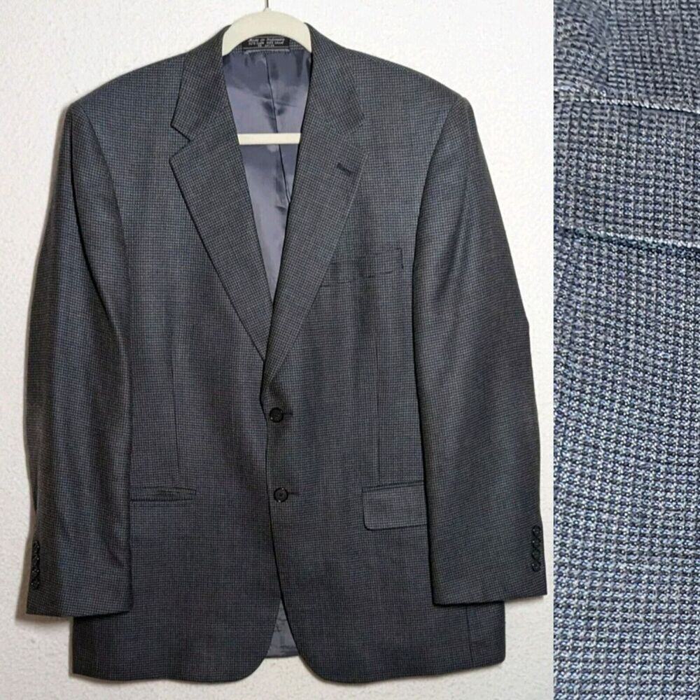 Meeting Street Blazer Men Sz 42 R Wool Silk Blend Sport Coat Grey Checked